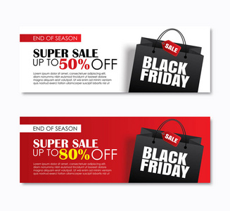 黑色星期五销售购物袋封面和网页横幅设计模板。用于海报传单折扣购物促销广告