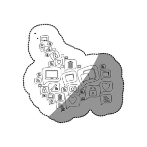 贴纸剪影图案抽象形状由标注社会图标