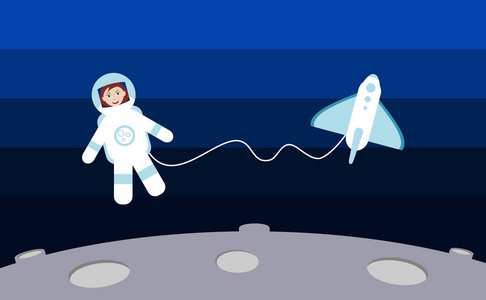 女航天员漂浮在太空梭周围的空间