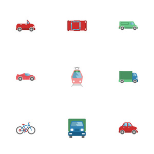 平车，汽车 卡车和其他向量元素。自动平符号集还包括卡车 运输 运输对象