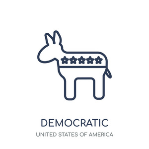 民主偶像。美国收藏的民主线性符号设计。简单的大纲元素向量例证在白色背景
