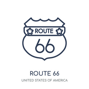 66号公路线性符号设计从美国集合.