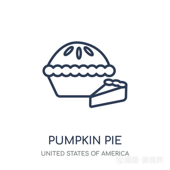 南瓜饼线性符号设计从美国收藏.简单的大纲元素向量例证在白色背景
