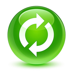 更新图标玻绿色圆形按钮照片