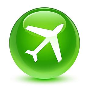 飞机图标玻绿色圆形按钮