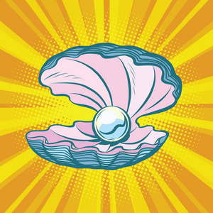 背景下被隔绝卡通贝壳珍珠向量海贝壳和珍珠贝壳剪影被隔绝在白色背景