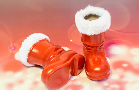红色圣诞老人靴, 鞋.圣尼古拉斯靴礼品照片