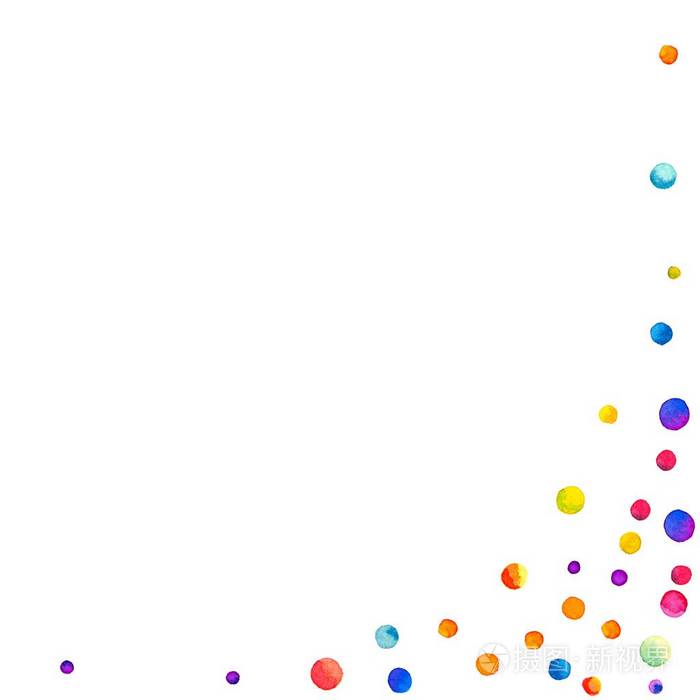 稀疏的水彩纸屑在白色背景彩虹色水彩纸屑抽象权利