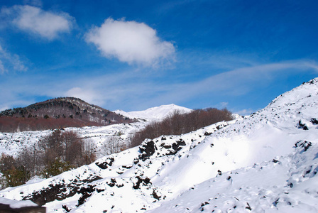 在西西里岛的埃特纳雪景