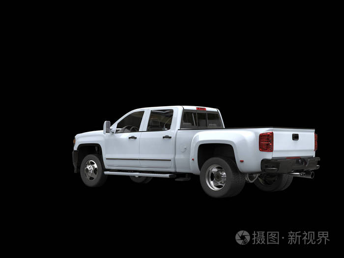 白色的小卡车-后视图