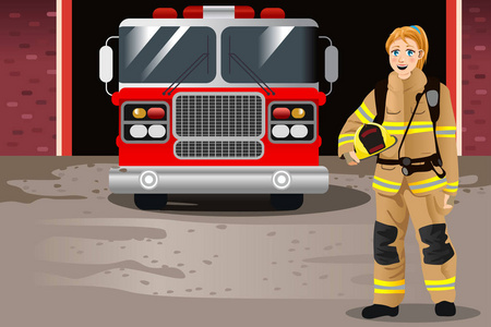 女消防员在消防局图片