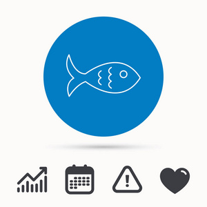 小鱼的图标。海鲜的标志。素食食品符号