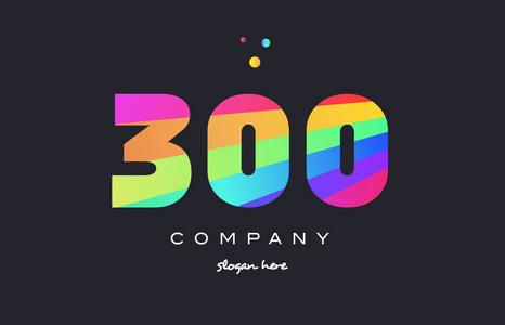 300 彩色的彩虹创意数字位数数字标志图标