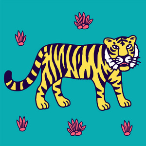 咆哮的老虎雕像图片