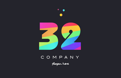 32 三十二彩色彩虹创意数字位数数字标识照片