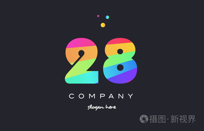 28 二十八彩色彩虹创意数字阿拉伯数字 lo插画-正版商用图片0u03h1-摄