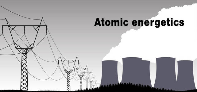 核电厂在白色背景上的黑白剪影照片