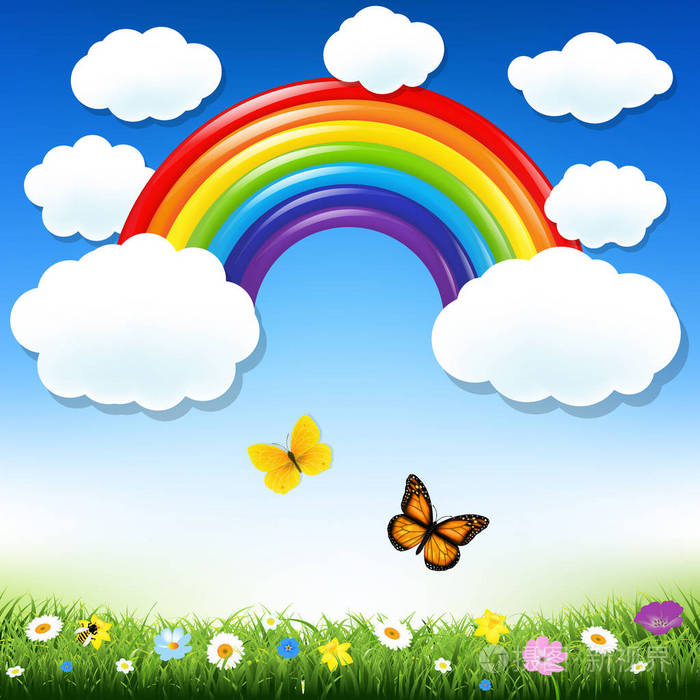 彩虹和美丽草甸