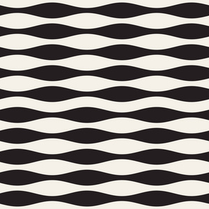波浪条纹矢量无缝模式。复古抽象波浪纹理。几何线条单色设计