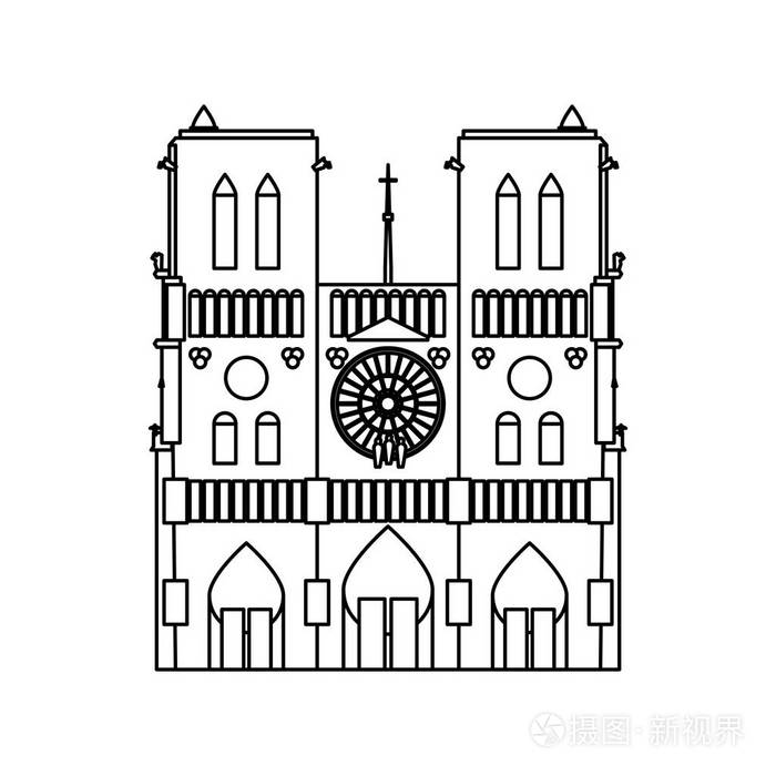 巴黎圣母院大教堂插画-正版商用图片0u0bkv-摄图新视界