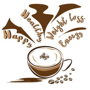 咖啡,咖啡图标的有益健康的好处插画