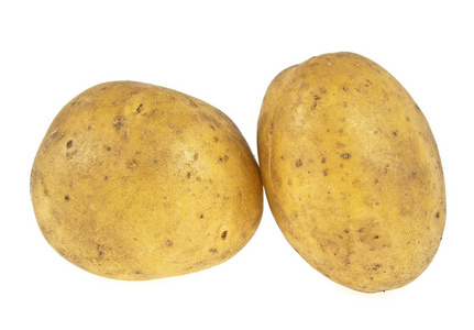 孤立在白色背景上的两个土豆