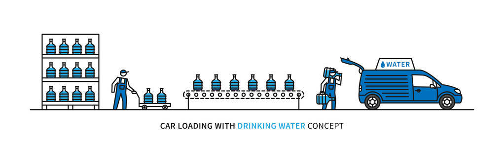 装车与饮用水矢量图