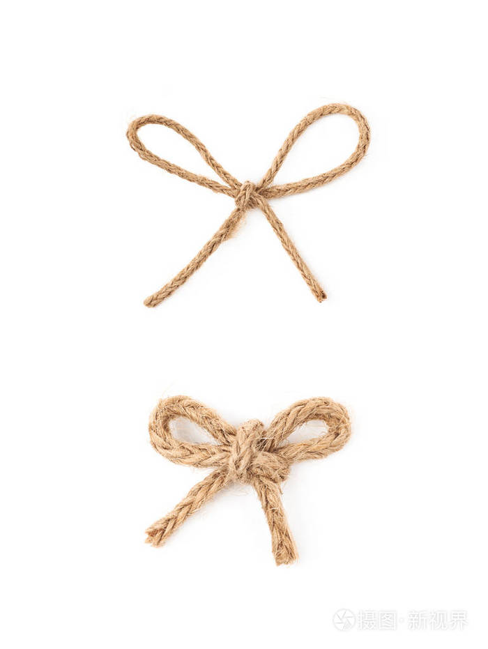 孤立的亚麻绳蝴蝶结结