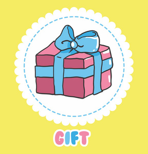 手绘礼物图标矢量粉红色的礼物盒蝴蝶结照片
