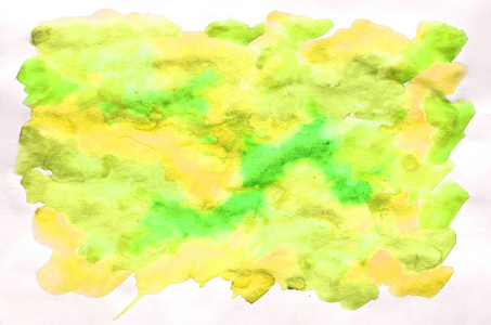 多彩绿色和黄色水彩背景壁纸。一个