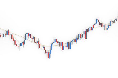 股票市场图表以 3d 呈现白色孤立的阴影