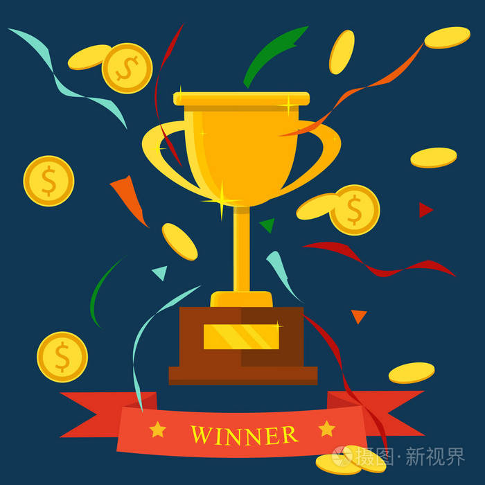 冠军奖杯平面图标.金冠军杯.冠军和 l插画-正版商用图片0u1a8h-摄图新