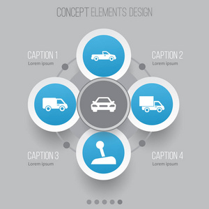 汽车图标设置。卡车 卡车 运输和其他元素的集合。此外包括齿轮 货车 汽车等符号