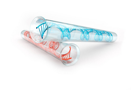 3d 渲染的试管包含 Dna 螺旋结构