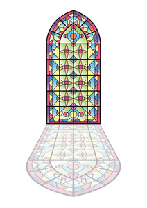 老式的帧.教堂的彩绘玻璃照片