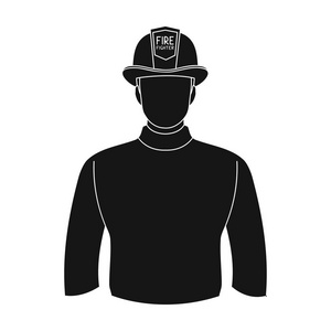 Firefighter.Professions 的黑色风格矢量符号股票图 web 的单个图标