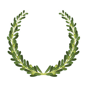 从橄榄枝花环.橄榄单中卡通风格矢量符号股票图 web 图标照片