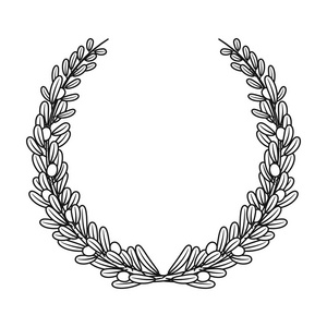 从橄榄枝花环.橄榄单中大纲样式矢量符号股票图 web 图标照片