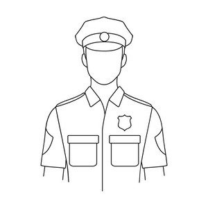 在大纲样式矢量符号股票图 web Policeman.Professions 单个图标