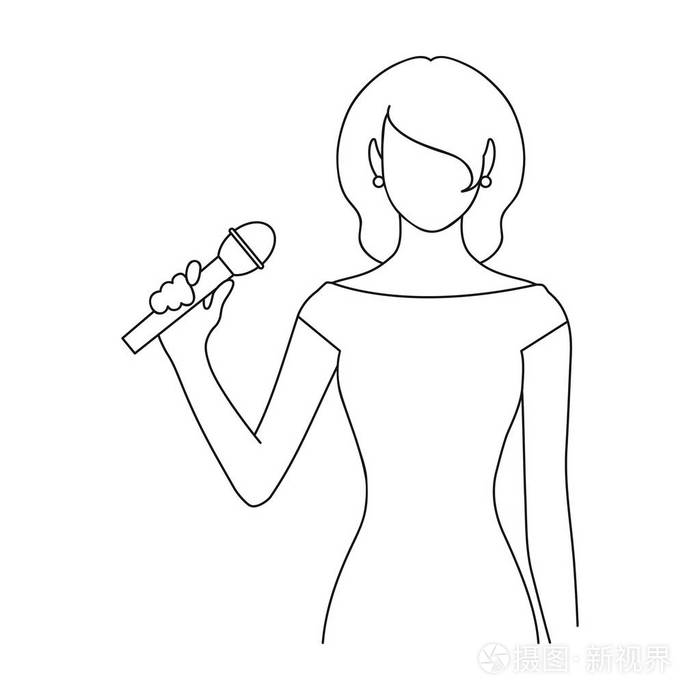 插画 在大纲样式矢量符号股票图 web singer.professions 单个图标.