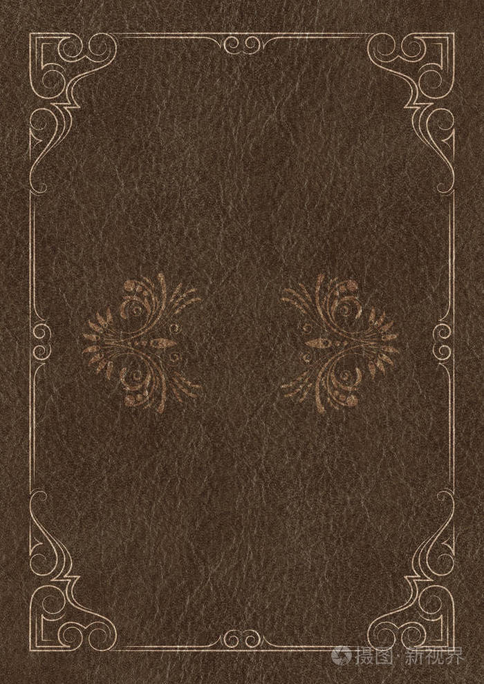模板,用一块黑皮革金色框架的背景.a3 页面比例