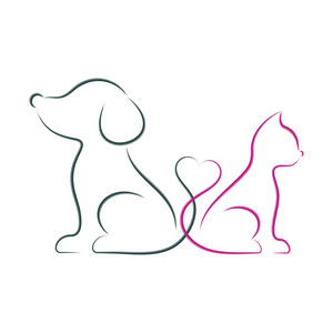 猫和狗矢量图狗和猫的极简主义的矢量图照片