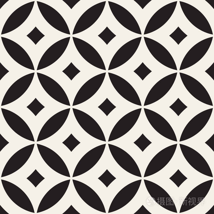 矢量无缝黑色和白色几何线条图案.抽象的几何背景设计