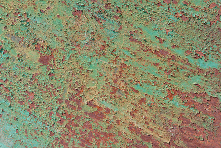 表面的锈迹斑斑的铁与遗留物上的旧漆 grunge 金属表面 纹理背景