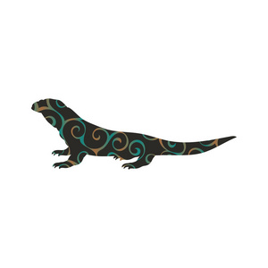 瓦兰蜥蜴爬虫颜色剪影动物