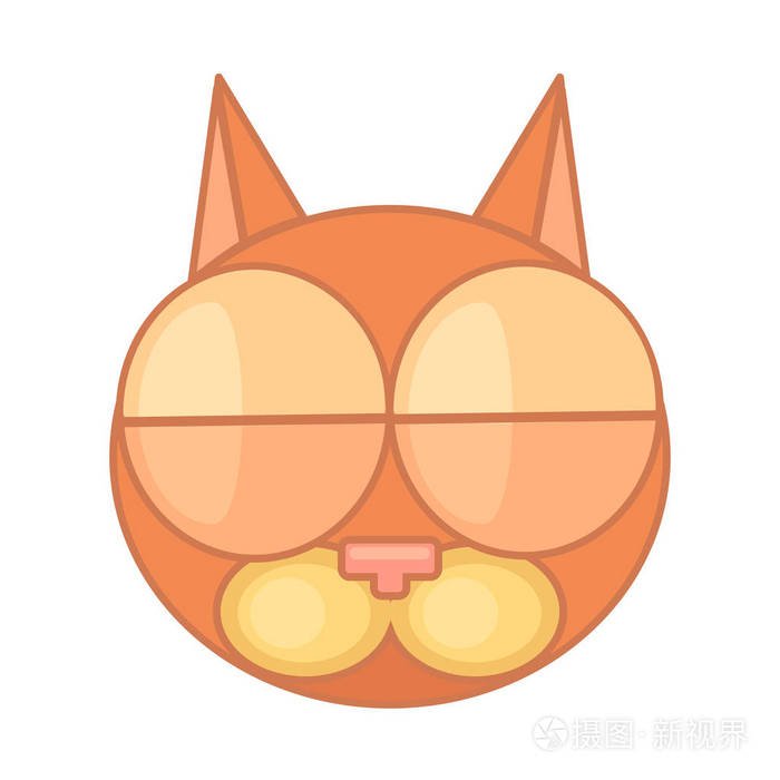 闭着眼睛,轮廓的卡通猫脸图标