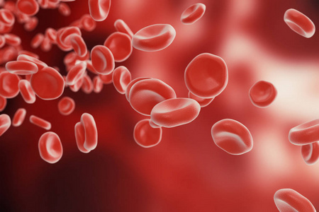 抽象的红血细胞，科学或医学或微生物的概念，3d 渲染
