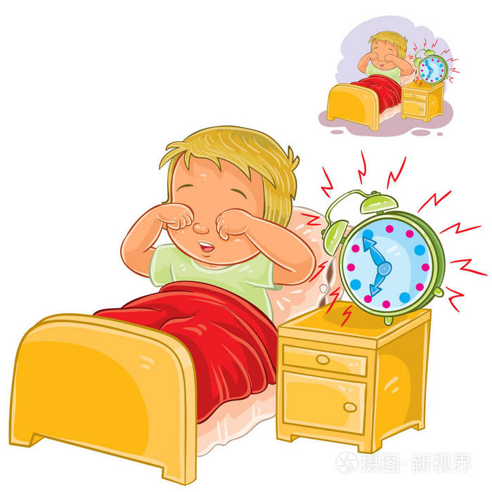 矢量小的孩子在早晨醒来