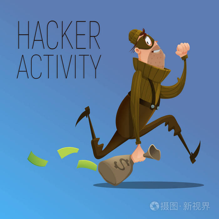 卡通人物小偷逃脱与战利品