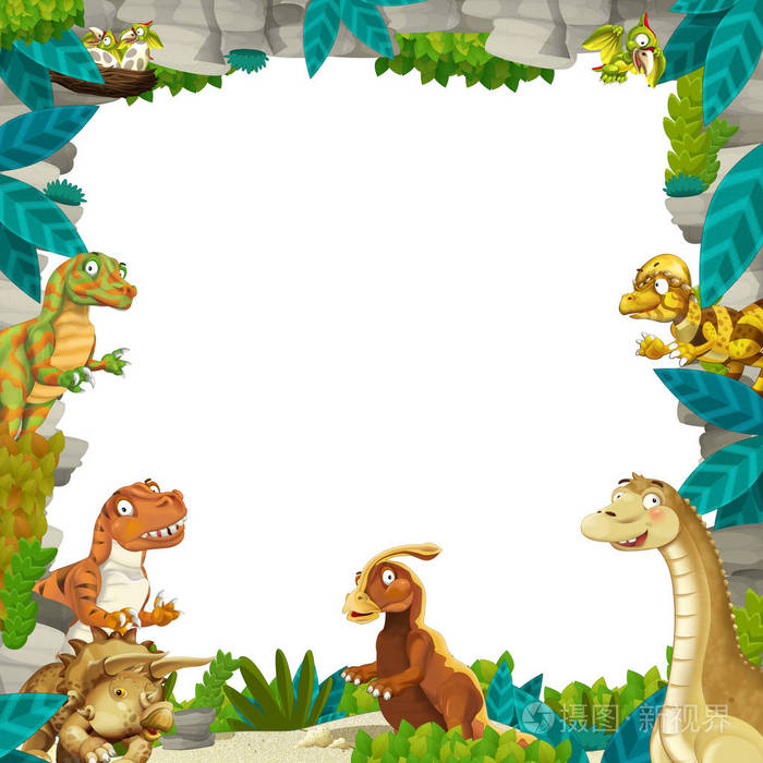 与恐龙卡通史前自然框架